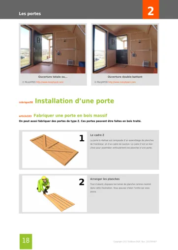 Extrait de la rubrique installation d’une porte