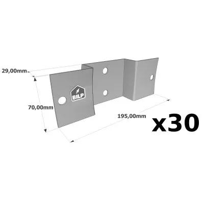 Equerre plate pour bois ronds - à fixer sur des poteaux en bois carrés - 195x70x29mm - Réf. RFCP80_30