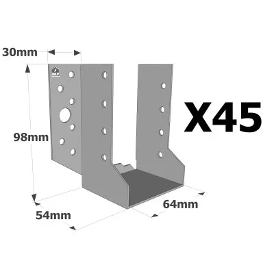 Sabots à ailes extérieures, gamme SBE ECONOMIQUE (épaisseur 1,5mm, profondeur 55mm) - Réf. SBE64/98_45