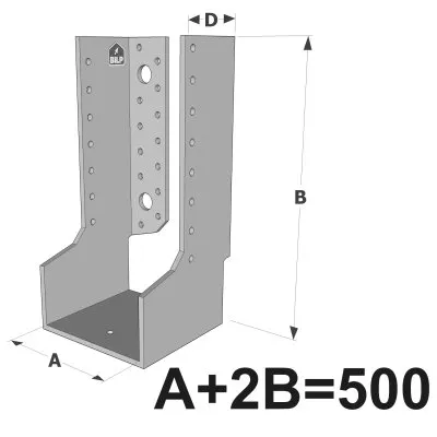 Grands sabots à ailes intérieures, gamme GLI ECONOMIQUE (développé 500mm, épaisseur 4mm, profondeur 90mm) - Réf. GLI500/4X