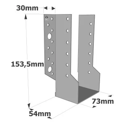 Sabots à ailes extérieures, gamme SBE ECONOMIQUE (épaisseur 1,5mm, profondeur 55mm) - Réf. SBE73/154