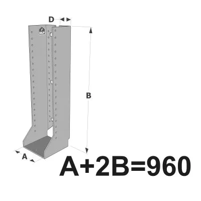 Grands sabots à ailes intérieures, gamme GSI CLASSIQUE (épaisseurs 4mm, profondeur 110mm) - Réf. GSI960/4X
