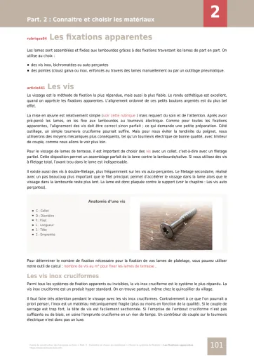 Extrait de la rubrique fixation apparentes