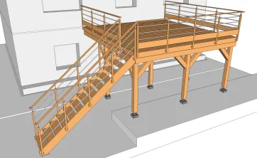 Terrasse en bois sur pilotis