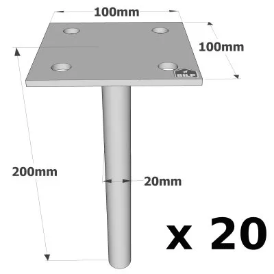 Pieds de poteau à sceller simple platine - Réf. PPSP100_20