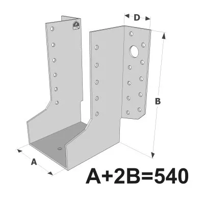 Grands sabots à ailes extérieures, gamme GLE ECONOMIQUE (développé 540mm, épaisseur 2.5mm, profondeur 90mm) - Réf. GLE540/2.5X