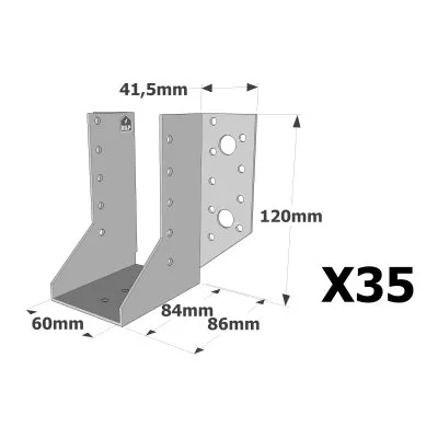 Sabots à ailes extérieures, gamme SAE CLASSIQUE (épaisseur 2mm, profondeur 84mm) - Réf. SAE300/60/2_35