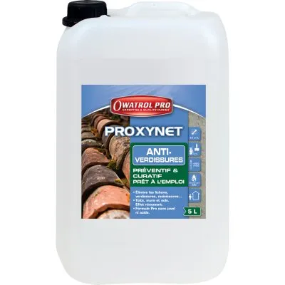 PROXYNET : Anti-verdissures PRET A L'EMPLOI. Préventif / Curatif. Effet remanent - Toits / façades / murs / sols... - Réf. PROMOUS5